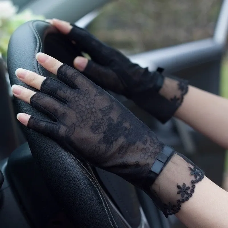 Lace Half-Finger Sun Gloves