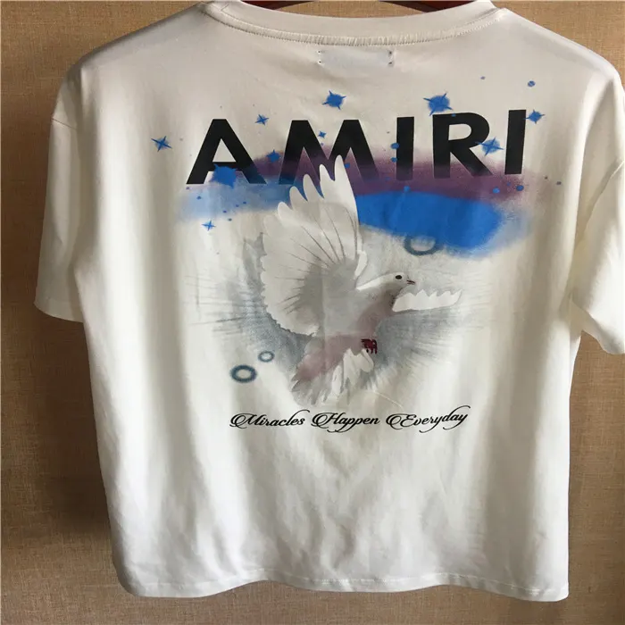 Peace Pigeon Print Cotton T-Shirt