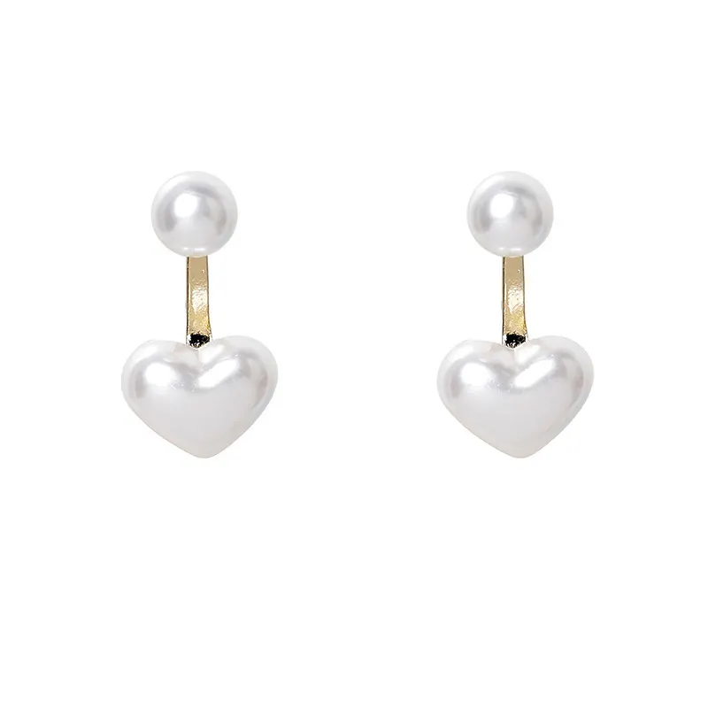 Heart Pearl Stud Earrings