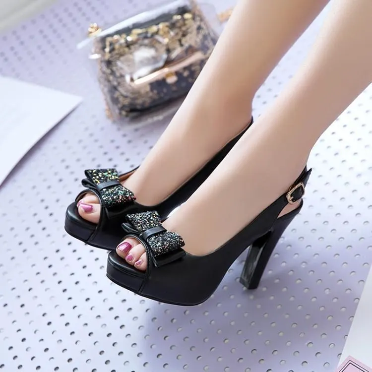 Round-Toe Bow Platform Heels