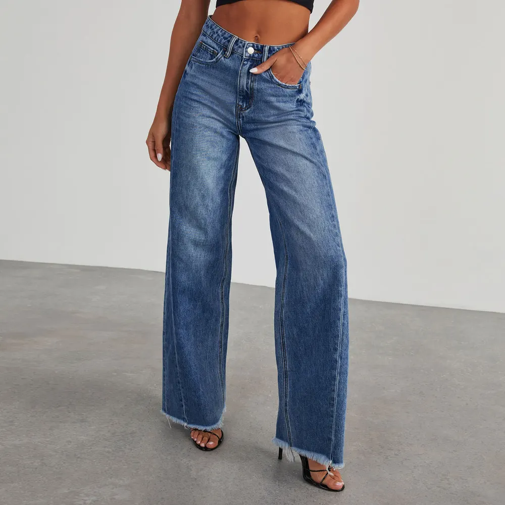 High-Waist Straight-Leg Jeans