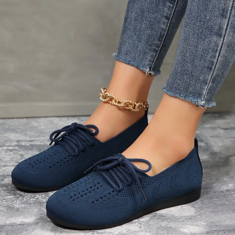 Lace-Up Breathable Mesh Flats