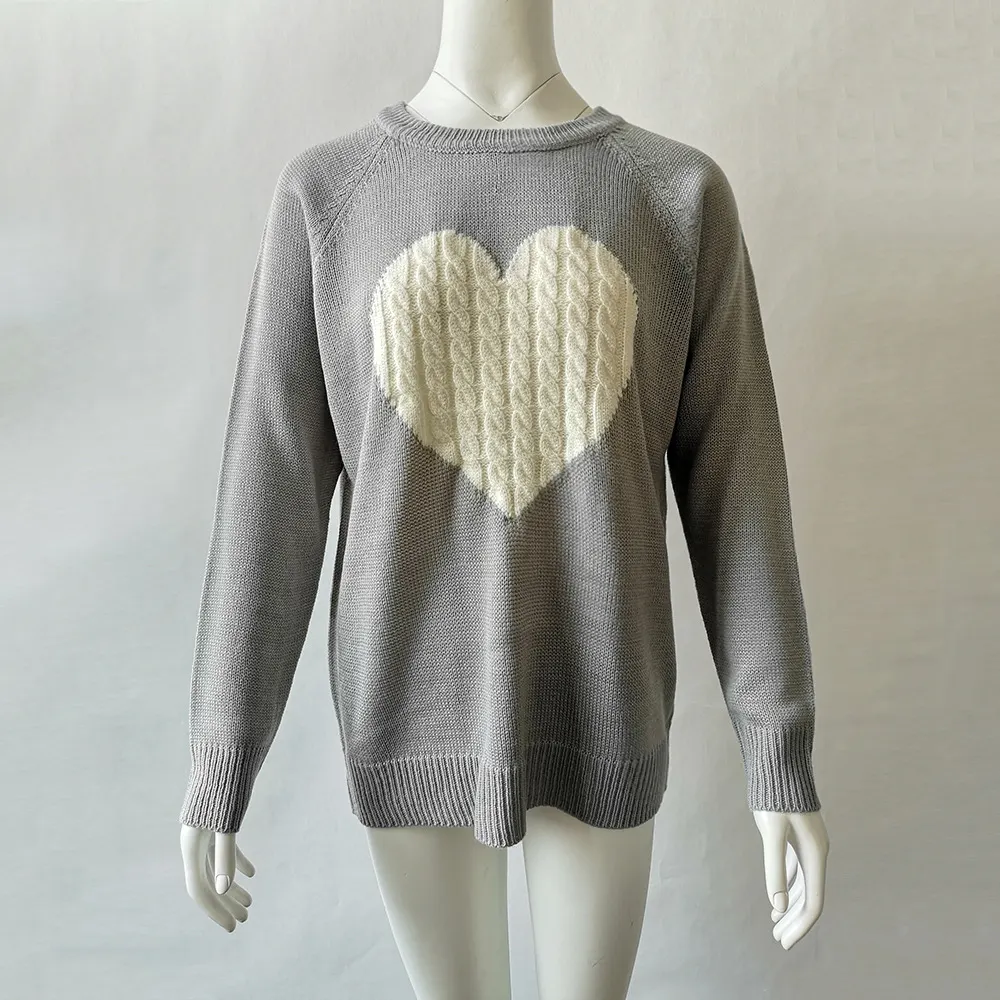 Love Print Acrylic Pullover Sweater
