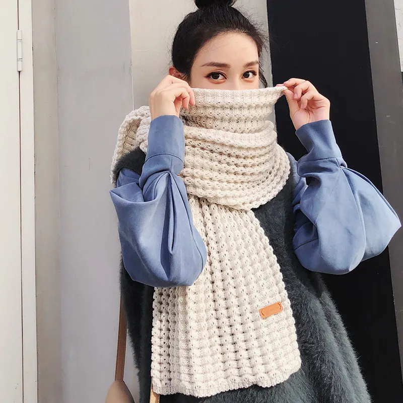 Thick Solid Color Woolen Scarf