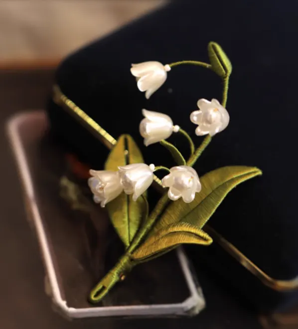 Handmade Lily of the Valley Brooch