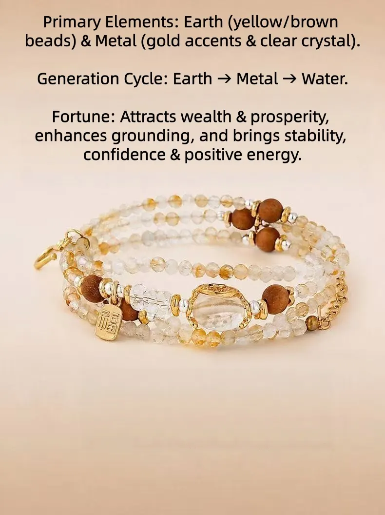 Taurus Citrine Agarwood Layered Bracelet