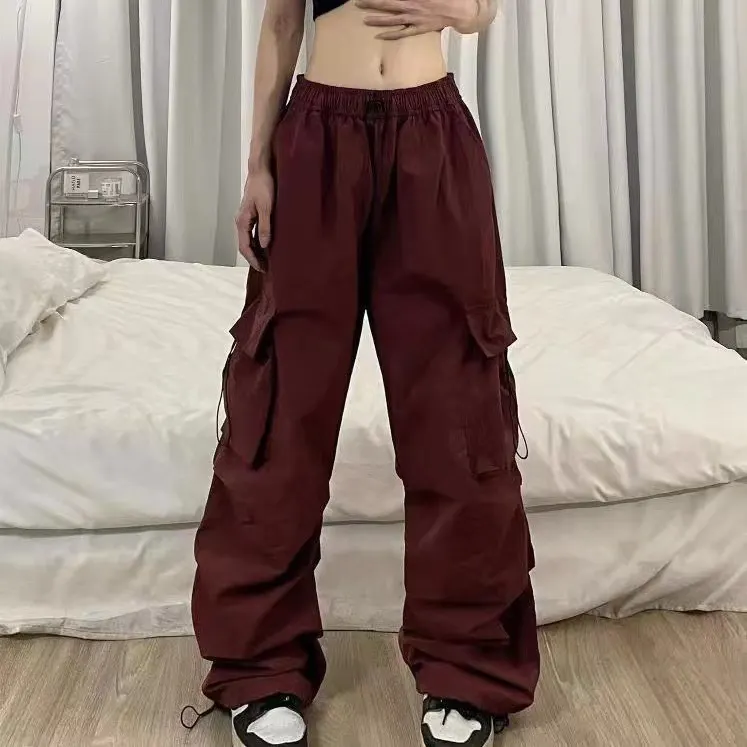 Burgundy Cuffed Straight-Leg Trousers