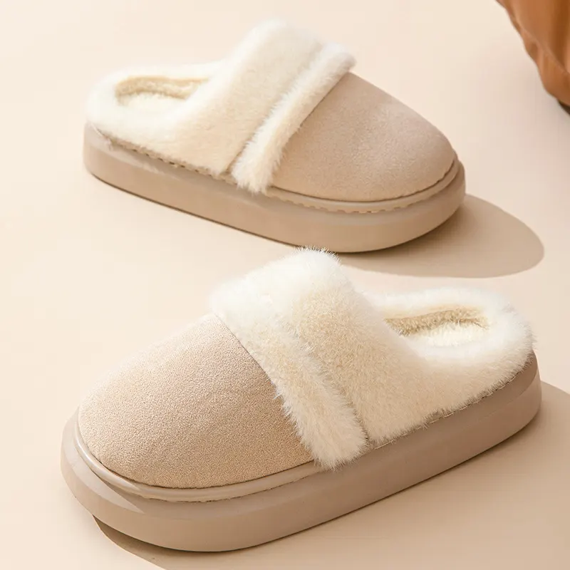 Plush-Lined Suede House Slippers