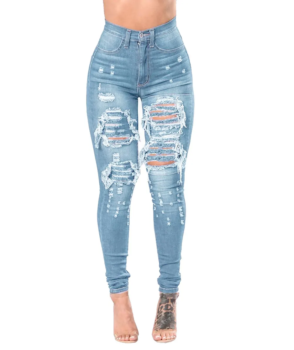 Ripped Mid-Rise Denim Jeans
