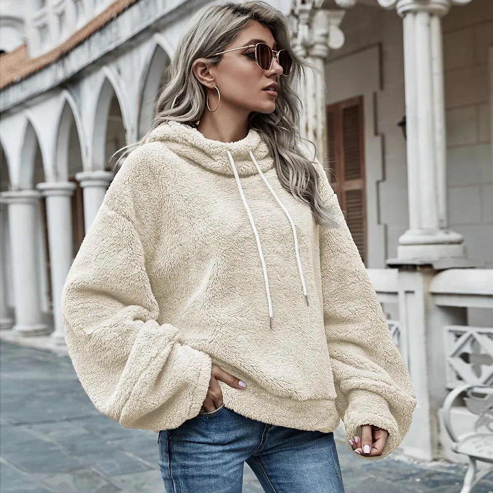 Hooded Plush Relaxed Sweater
