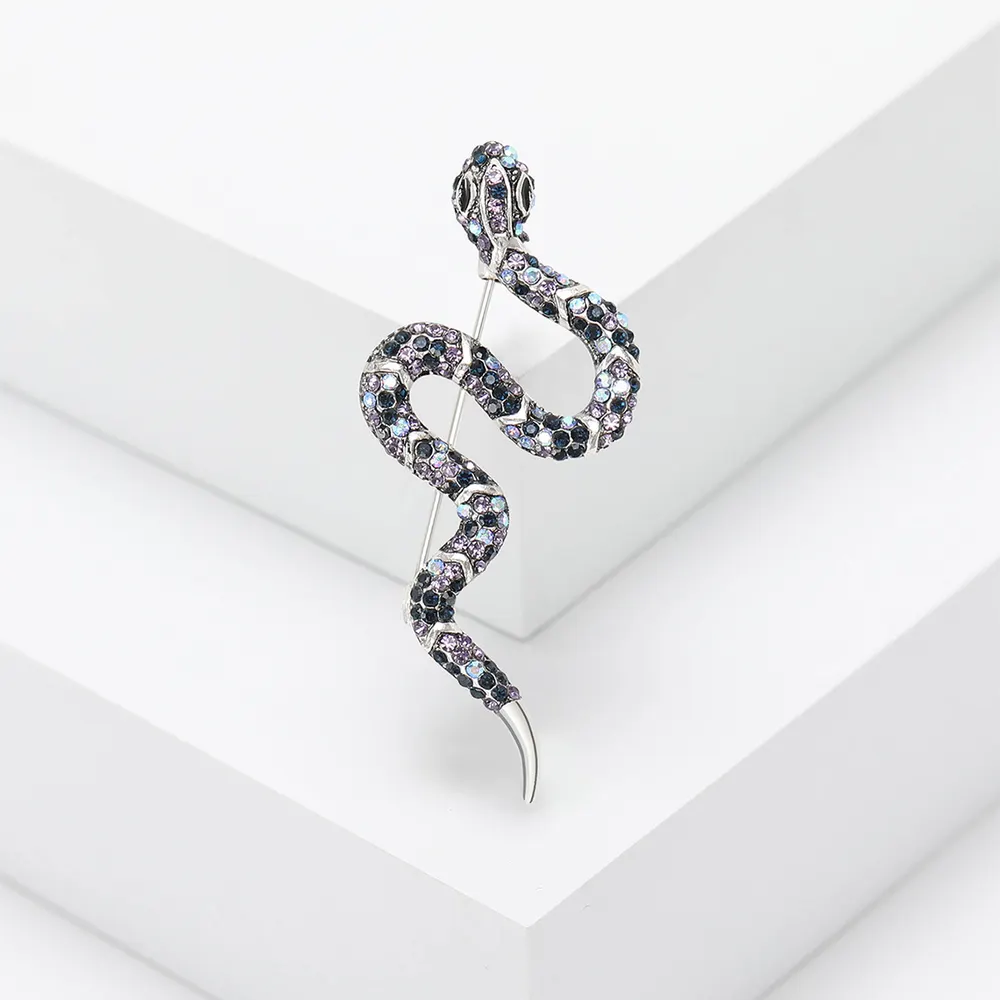 Rhinestone Snake Brooch Pin
