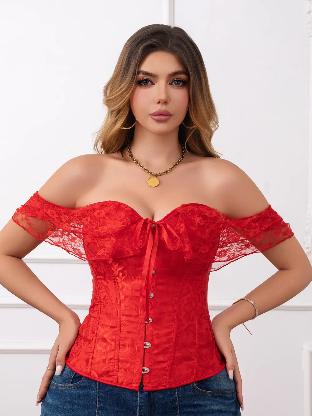 Lace Off-Shoulder Corset Dress