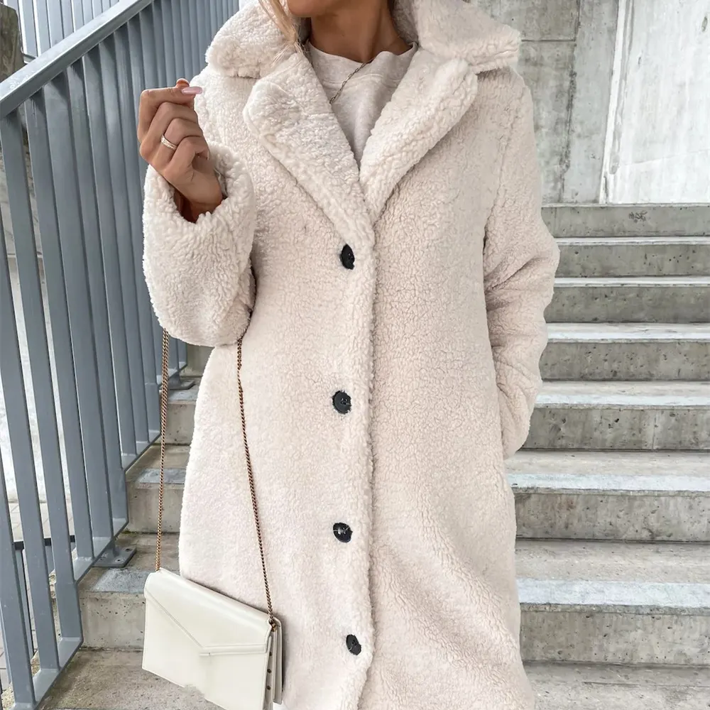 Long-Sleeve Lapel Plush Jacket