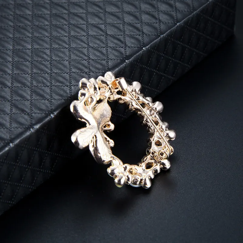 Butterfly Alloy Brooch with Gemstone Inlay