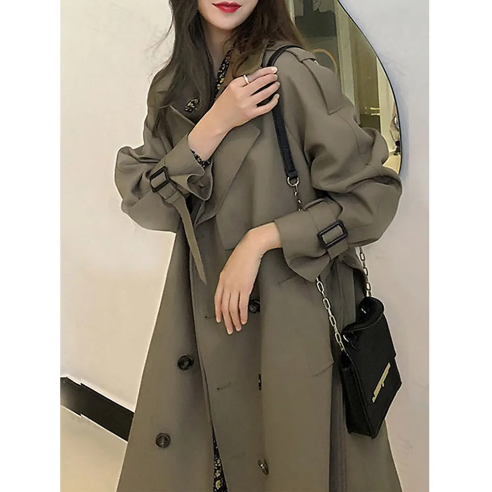 Double-Breasted Mid-Length Trench Coat