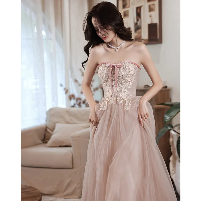 Pink Lace Sequin Ball Gown
