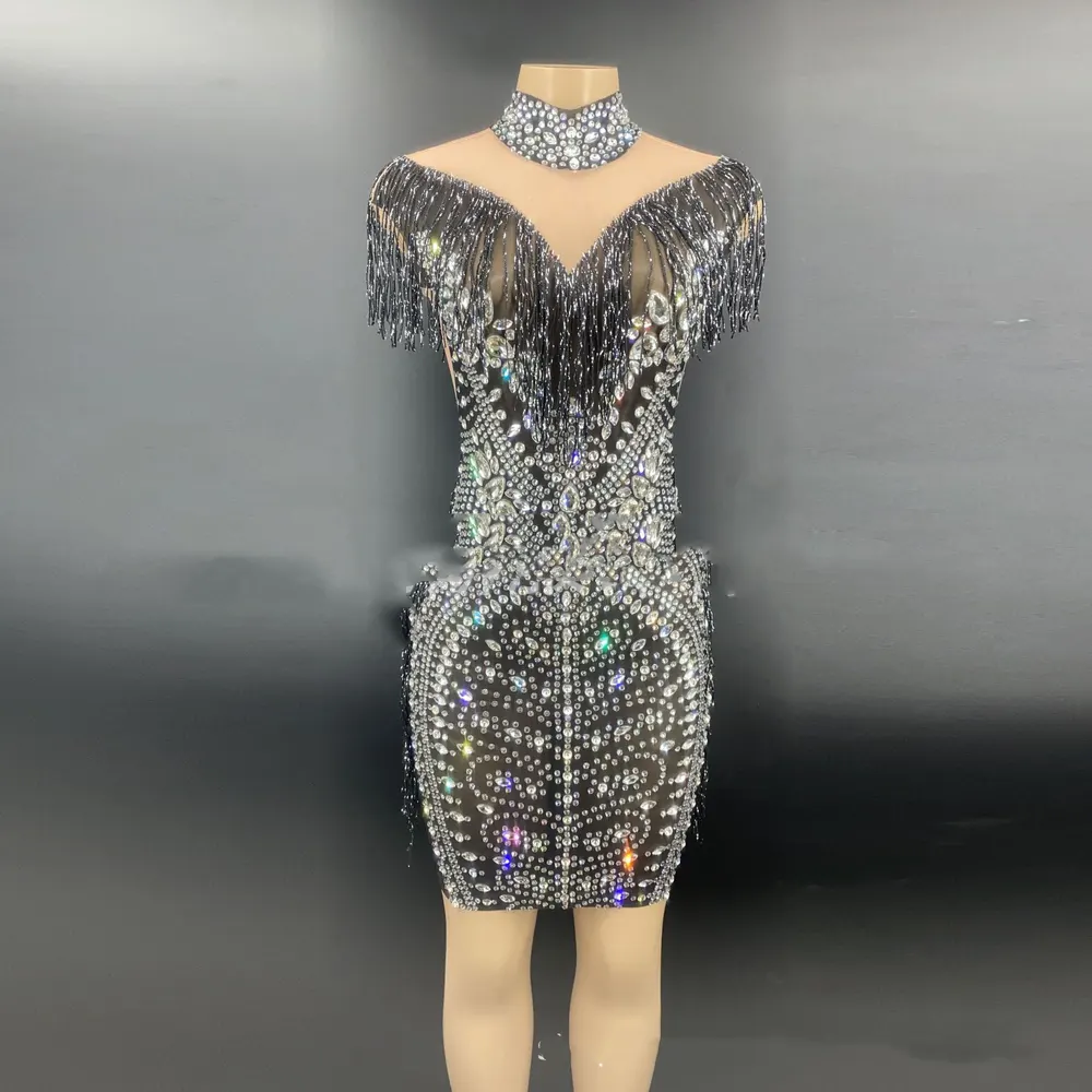 Beaded Tassel Halter Dress