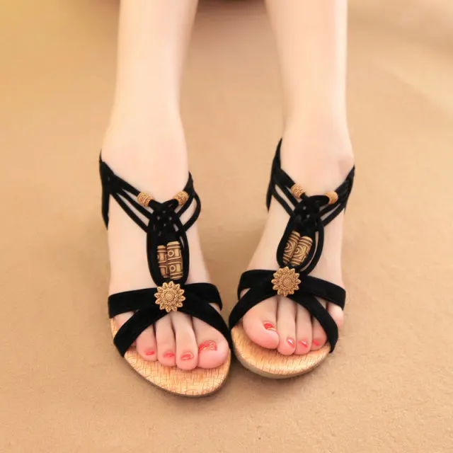 Stitched Flat Wedge Sandals