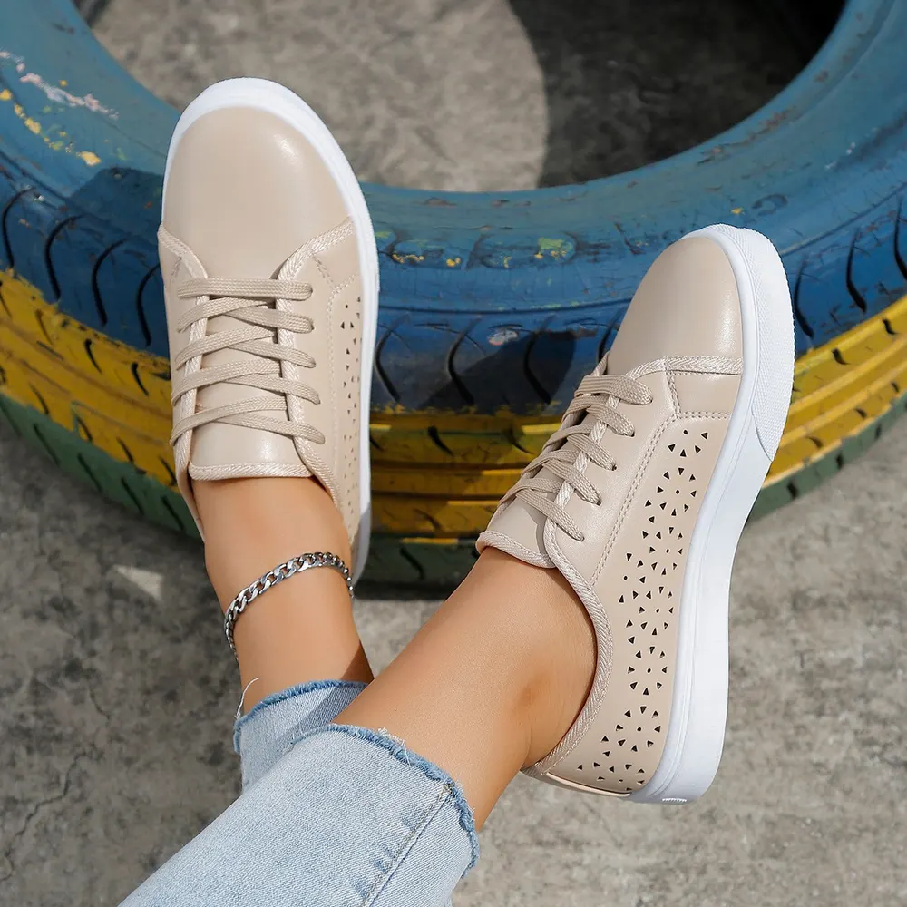 Patent Cutout Lace-Up Flats