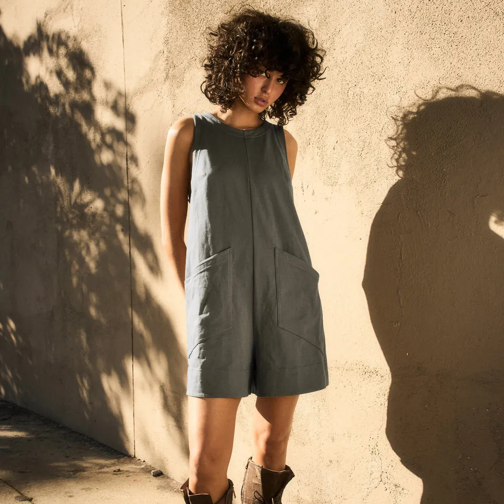 Loose Cotton Blend Cargo Jumpsuit
