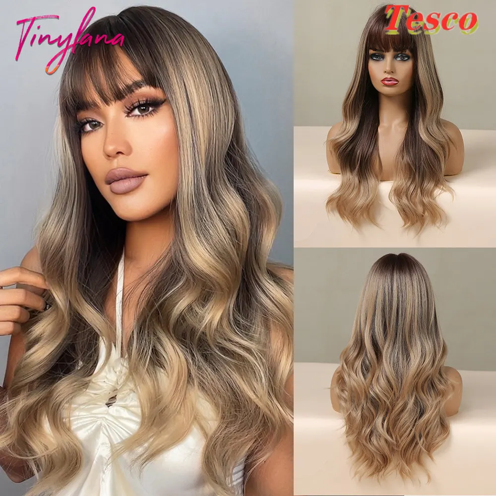 Long Black Wavy Wig with Side-Swept Fringe