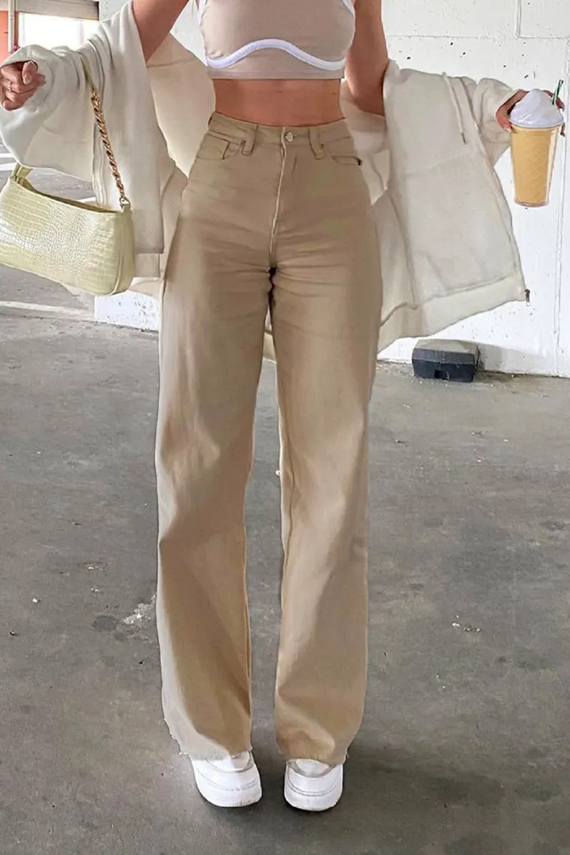 High-Waist Wide-Leg Cotton Jeans