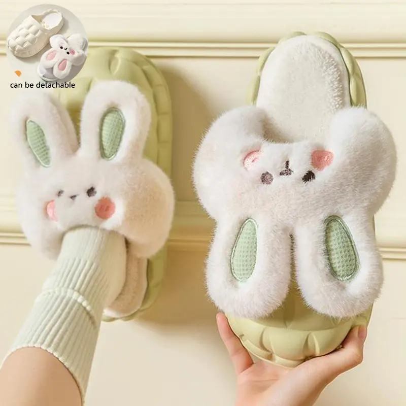 Washable Plush Rabbit House Slippers