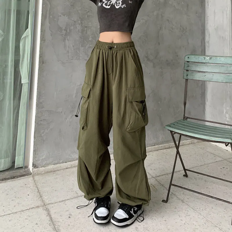 Army Green Straight-Leg Work Pants