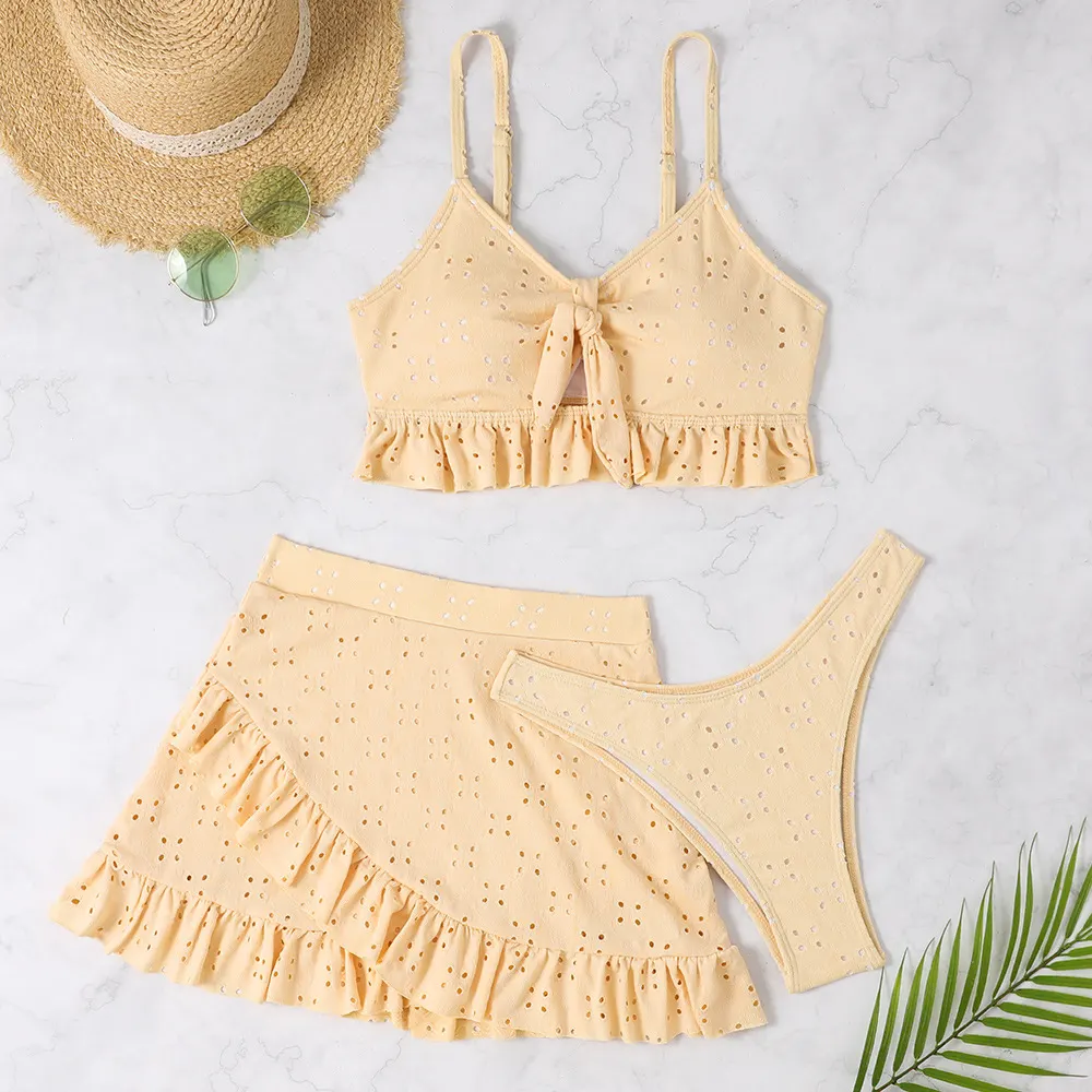 Ruffle Bikini and Hip-Hugging Skirt Set