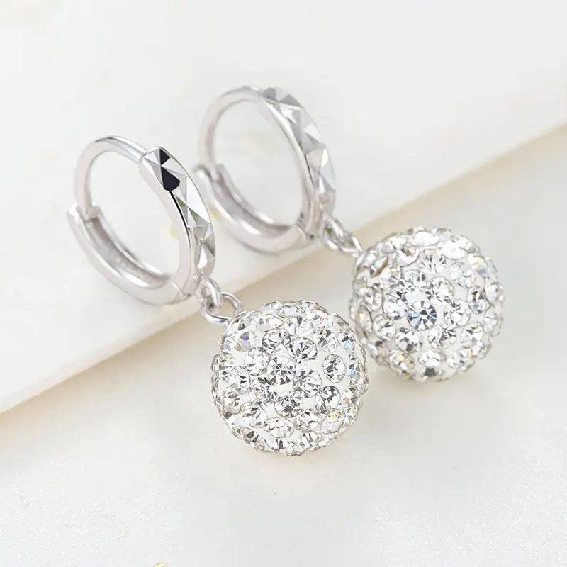 Crystal Ball Drop Earrings in S925 Silver
