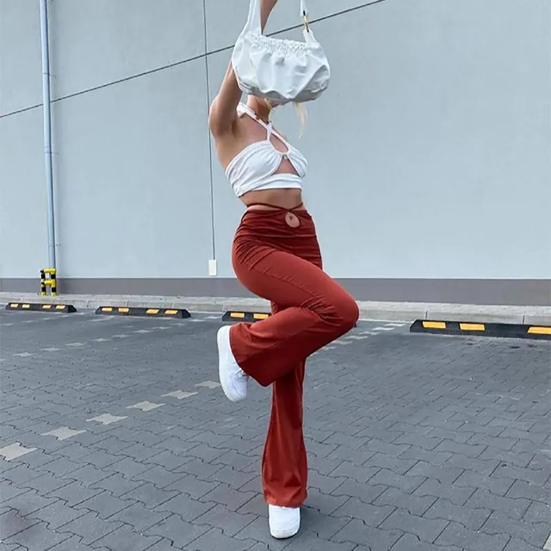 High-Waist Lace-Up Trousers