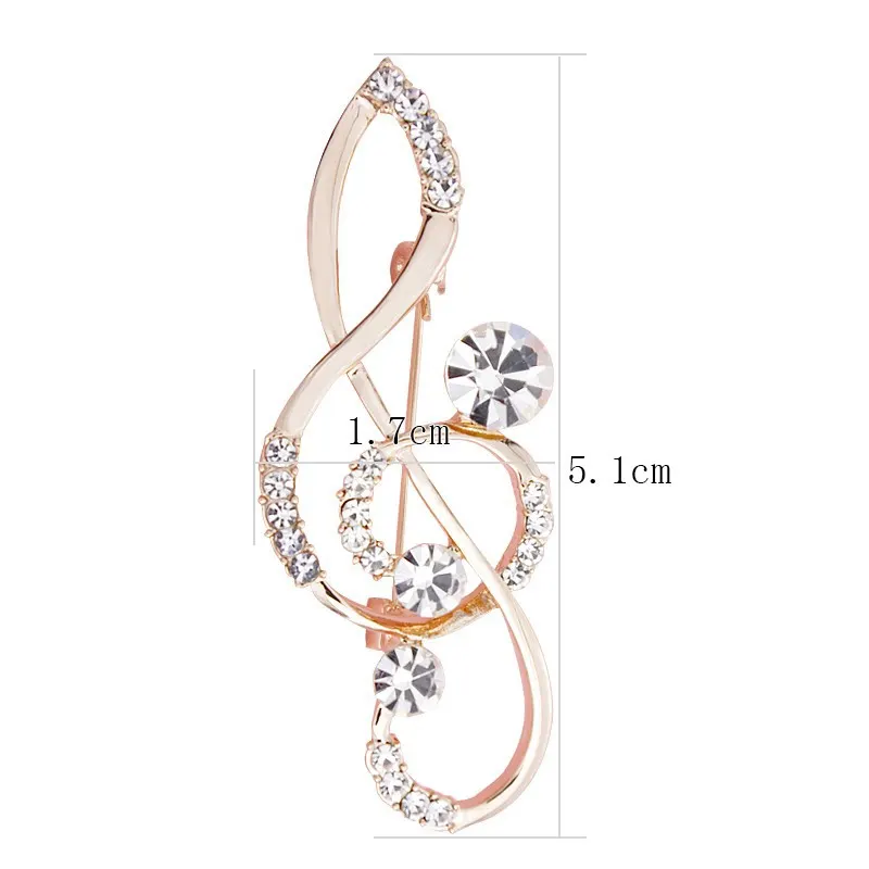 Note Motif Brooch with Faux Gem Accents