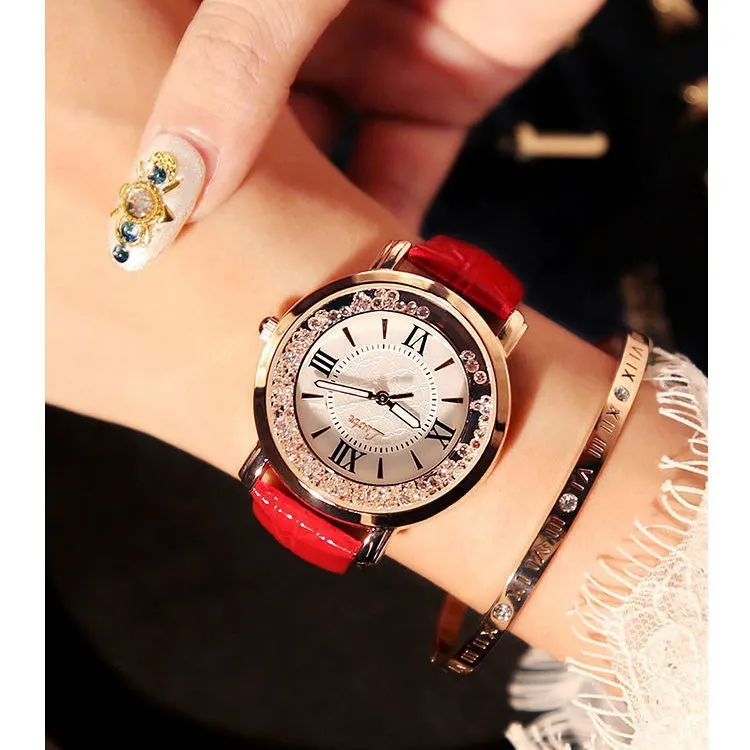 Rhinestone Crown Round Quartz Watch