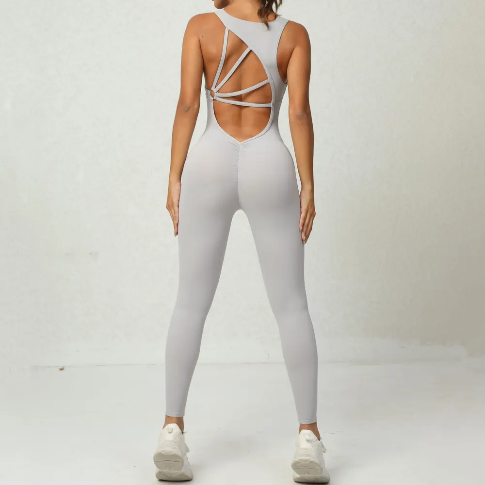 V-Back Sleeveless Yoga Jumpsuit