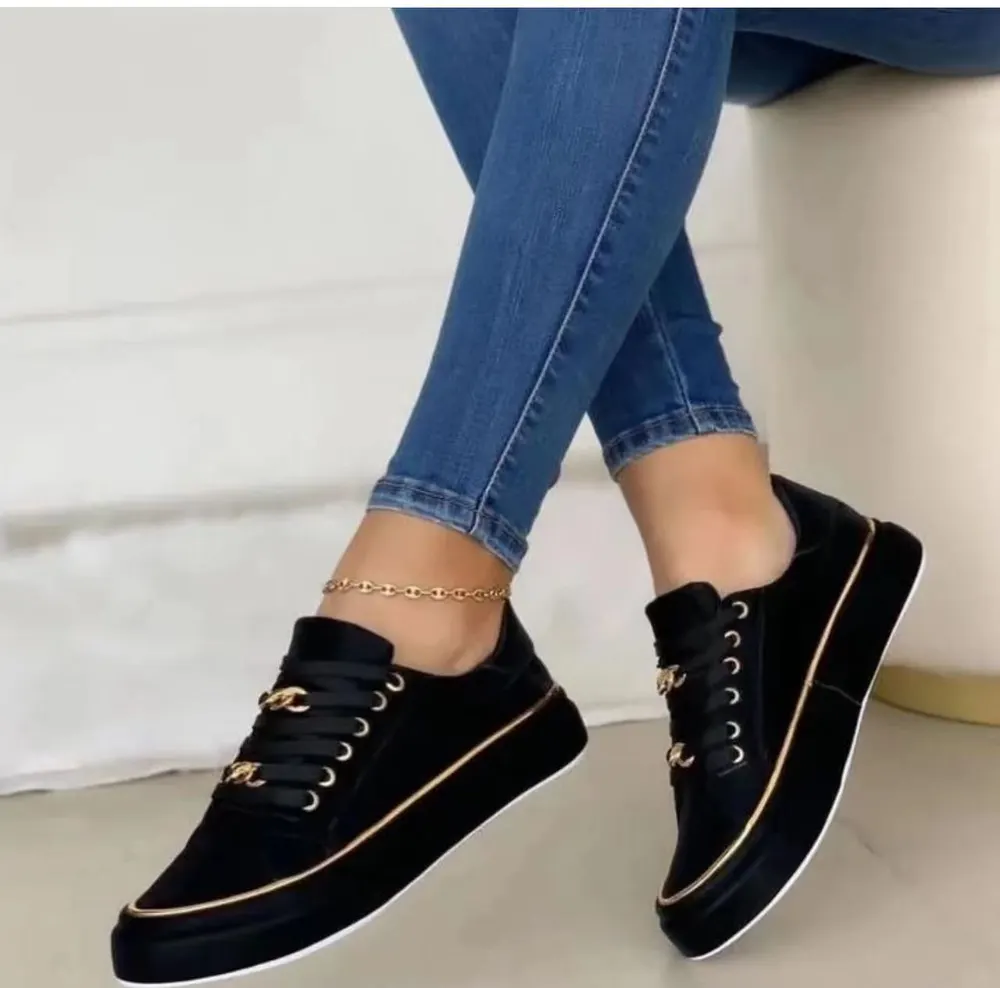 Chain-Trim Platform Low-Top Sneakers