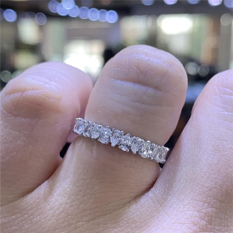 Silver Waterdrop Rhinestone Ring