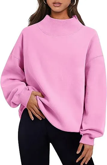 Relaxed Solid Color Pullover Sweatshirt