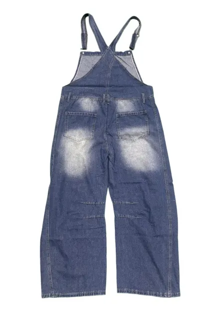 Light Blue Wide-Leg Denim Overalls