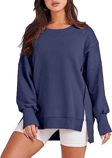 Oversized Solid Crew Neck Sweatshirt