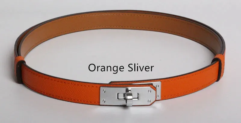 Slim Cowhide Belt with Rivet Buckle