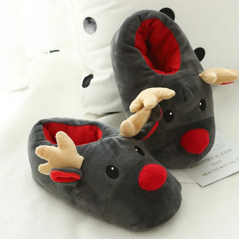 Grey Fleece Elk House Slippers