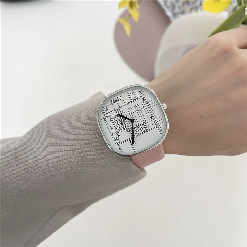Square Dial Faux Leather Women's Watch