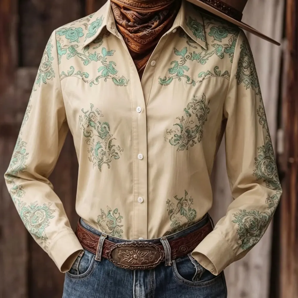 Floral Embroidered Western Shirt