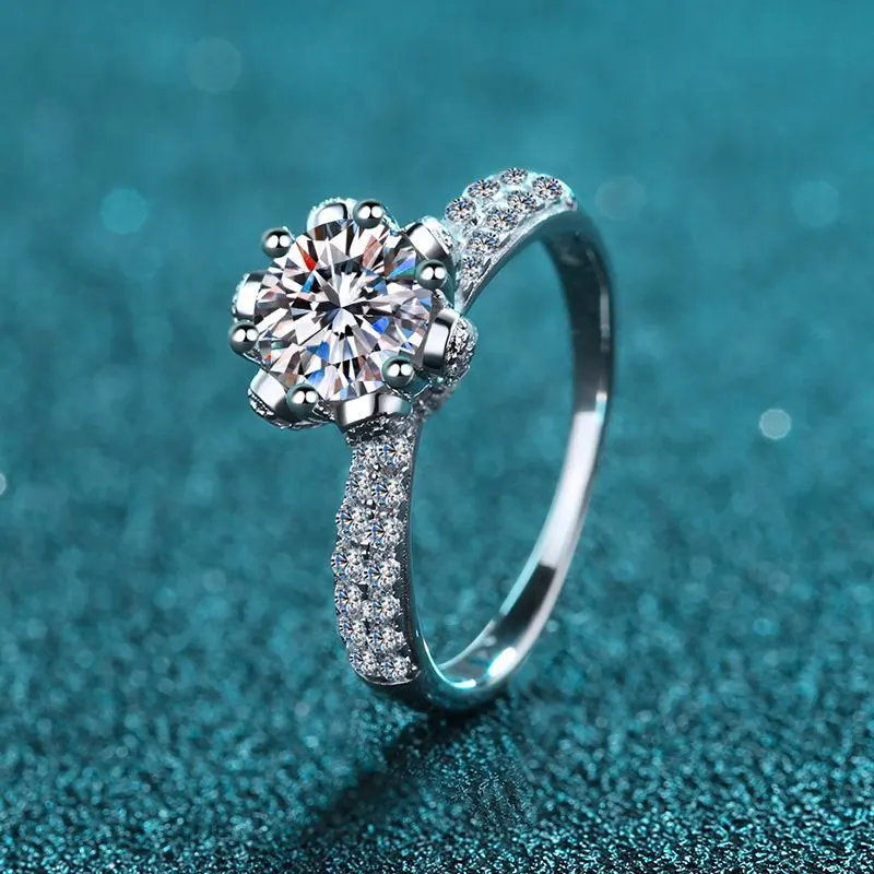Floral Sterling Silver Ring with Moissanite or Zircon