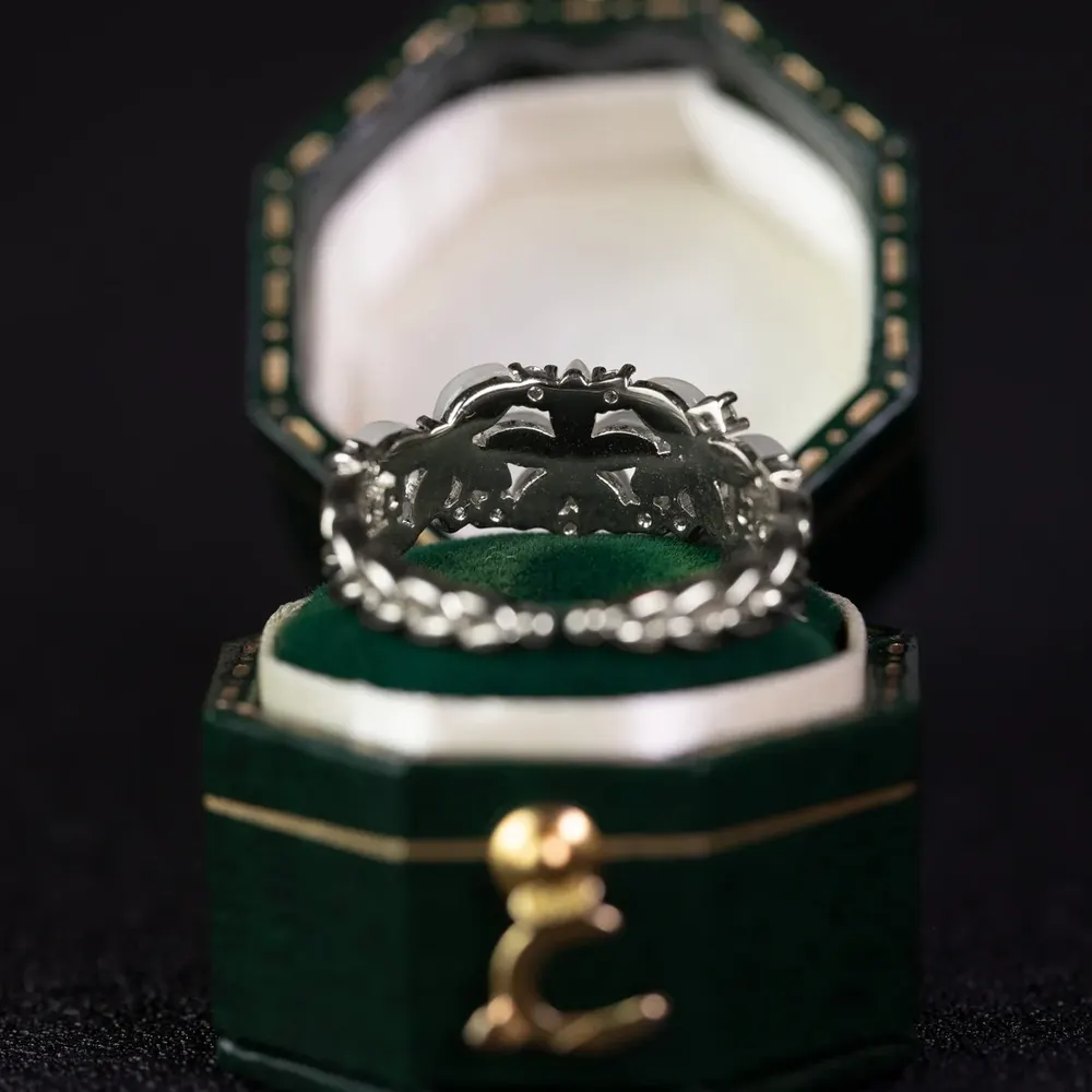Floral Moissanite Wedding Band
