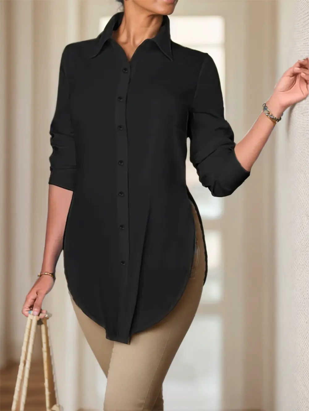Split Front Button Shirt