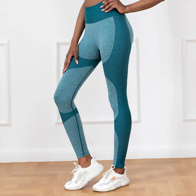 High-Waist Striped Yoga Leggings