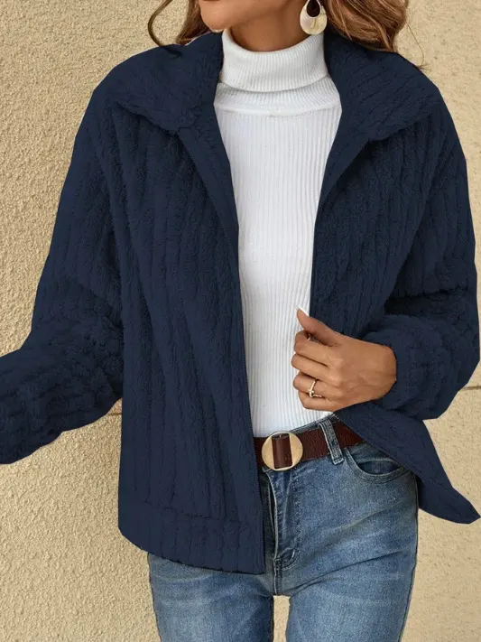 Cropped Fleece Lapel Jacket