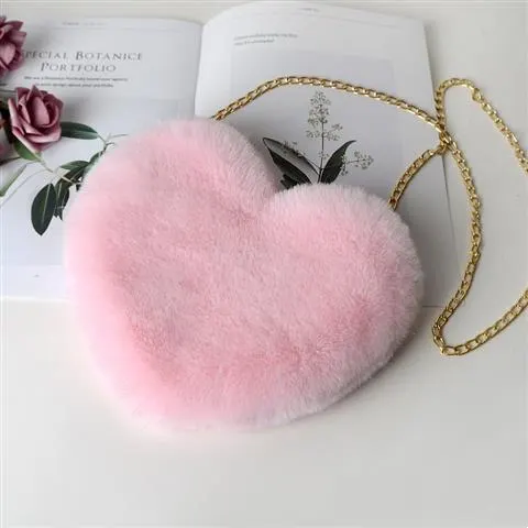 Heart Plush Chain Shoulder Bag