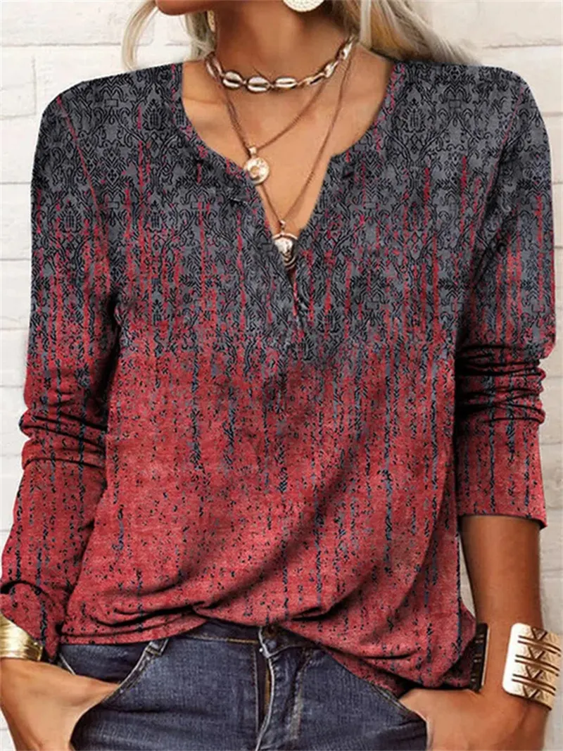 Floral Print Loose V-Neck Blouse